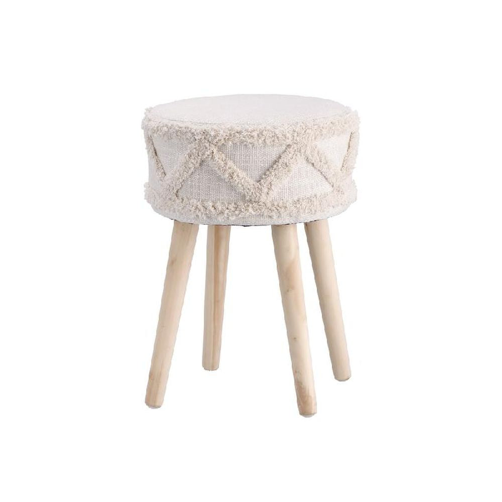 Pouf Boho Chic Tessuto con Piedi in Legno | Domus Zone