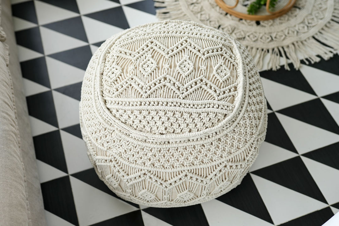 Pouf Boho Chic in Cotone Macramè A | Domus Zone