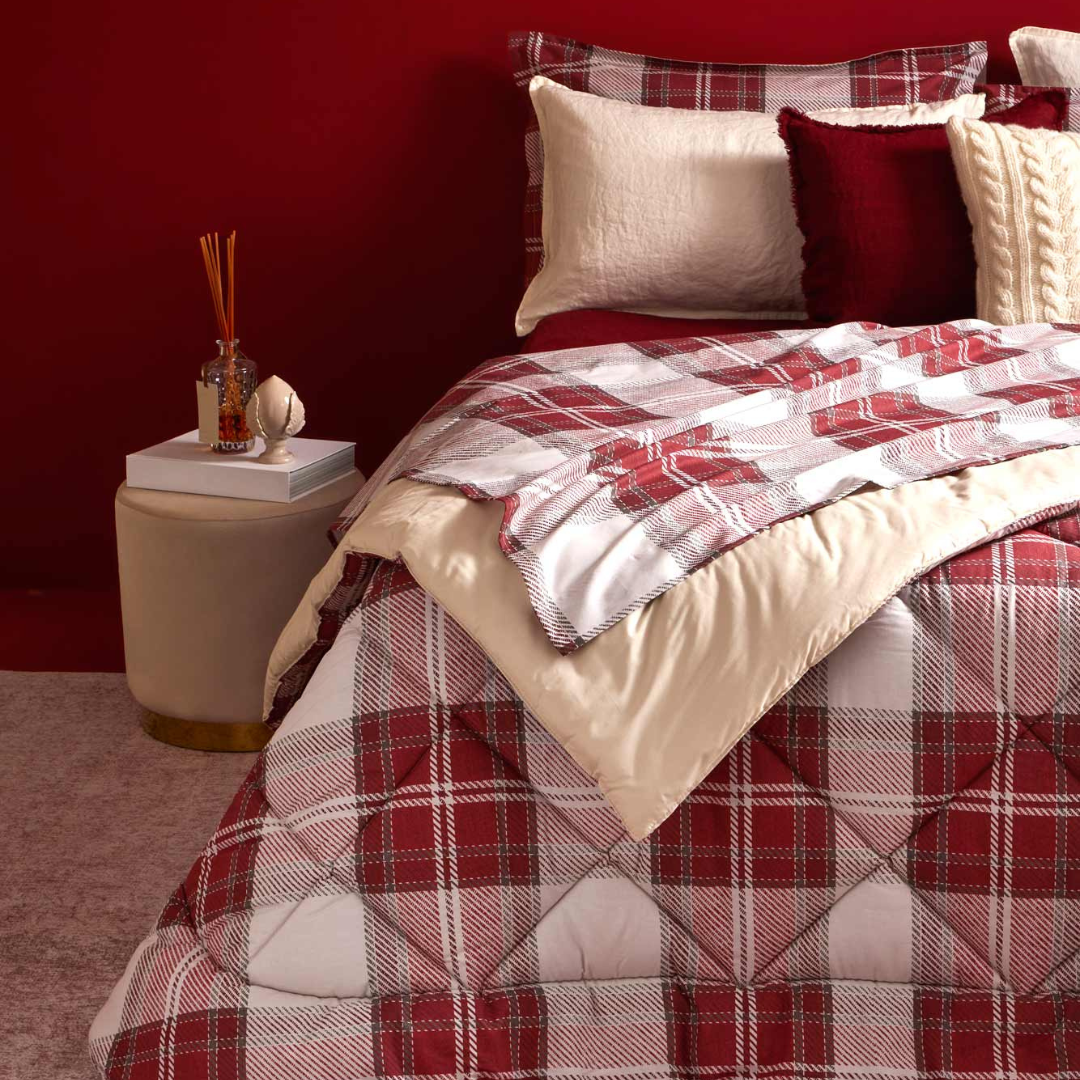 DOLOMITI Completo Letto Matrimoniale Tartan | Domus Zone